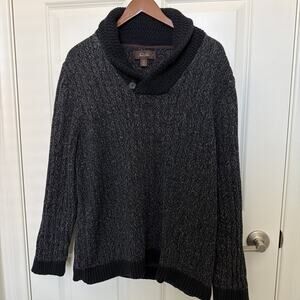 New Tasso Elba New Men's Shawl-Collar Pullover Sweater, Black Heather Size XXL